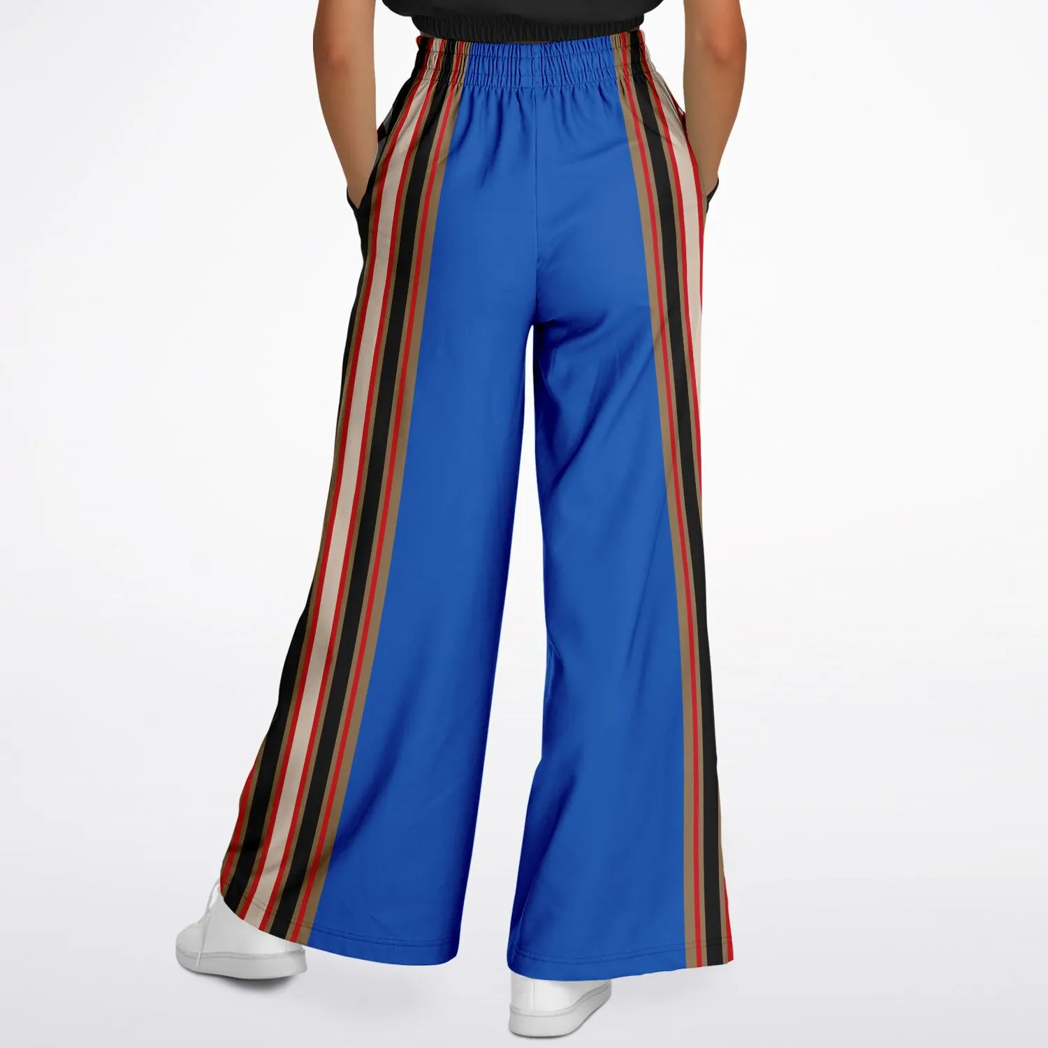 Gold Line Blue Eco-Poly Stretchy Phat Bellbottoms