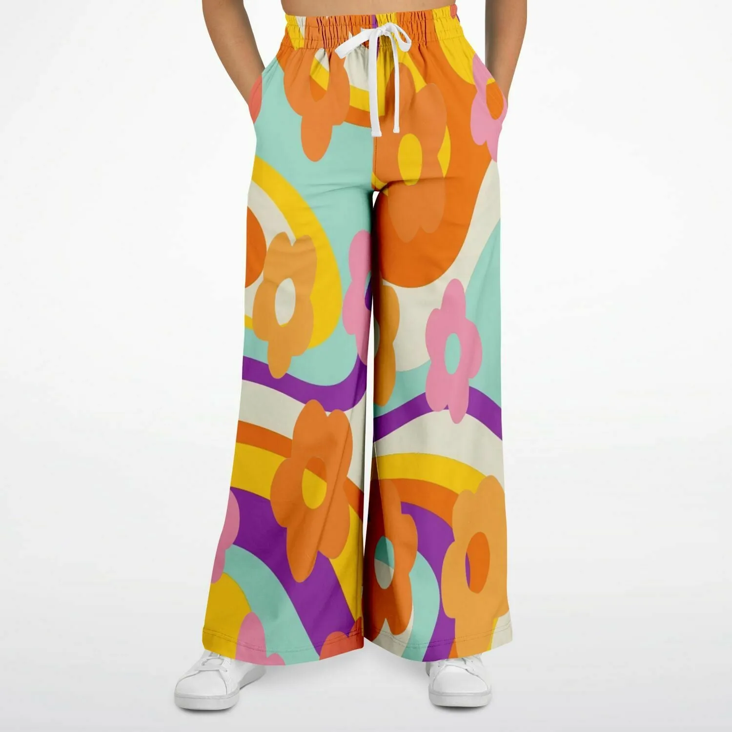 Happy Valley Retro Floral Eco-Poly Stretchy Phat Bellbottoms