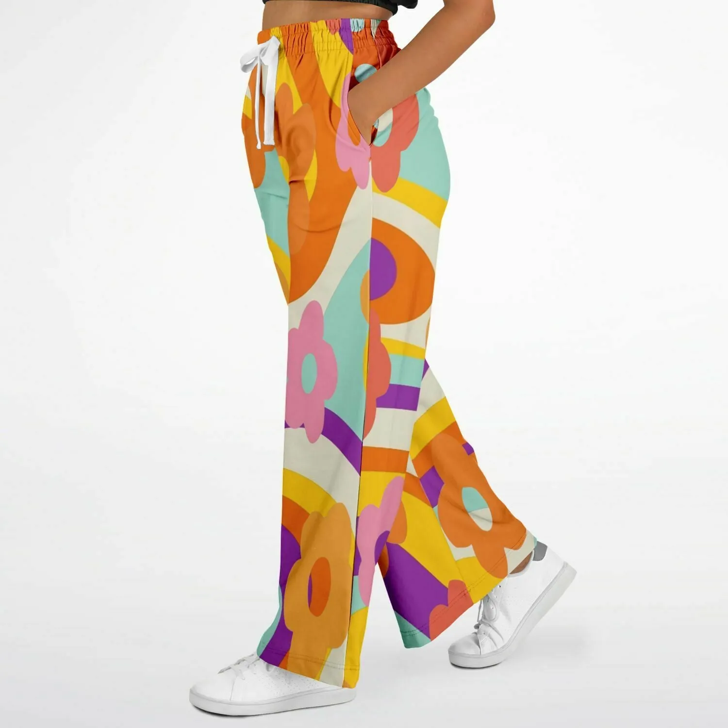 Happy Valley Retro Floral Eco-Poly Stretchy Phat Bellbottoms