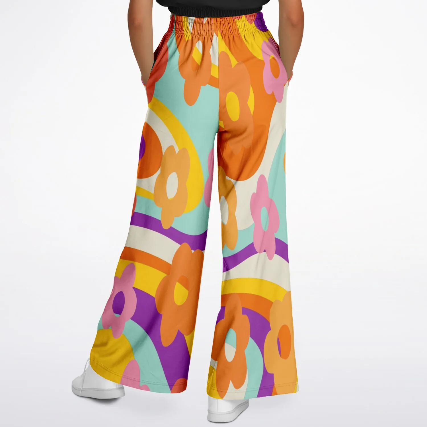 Happy Valley Retro Floral Eco-Poly Stretchy Phat Bellbottoms