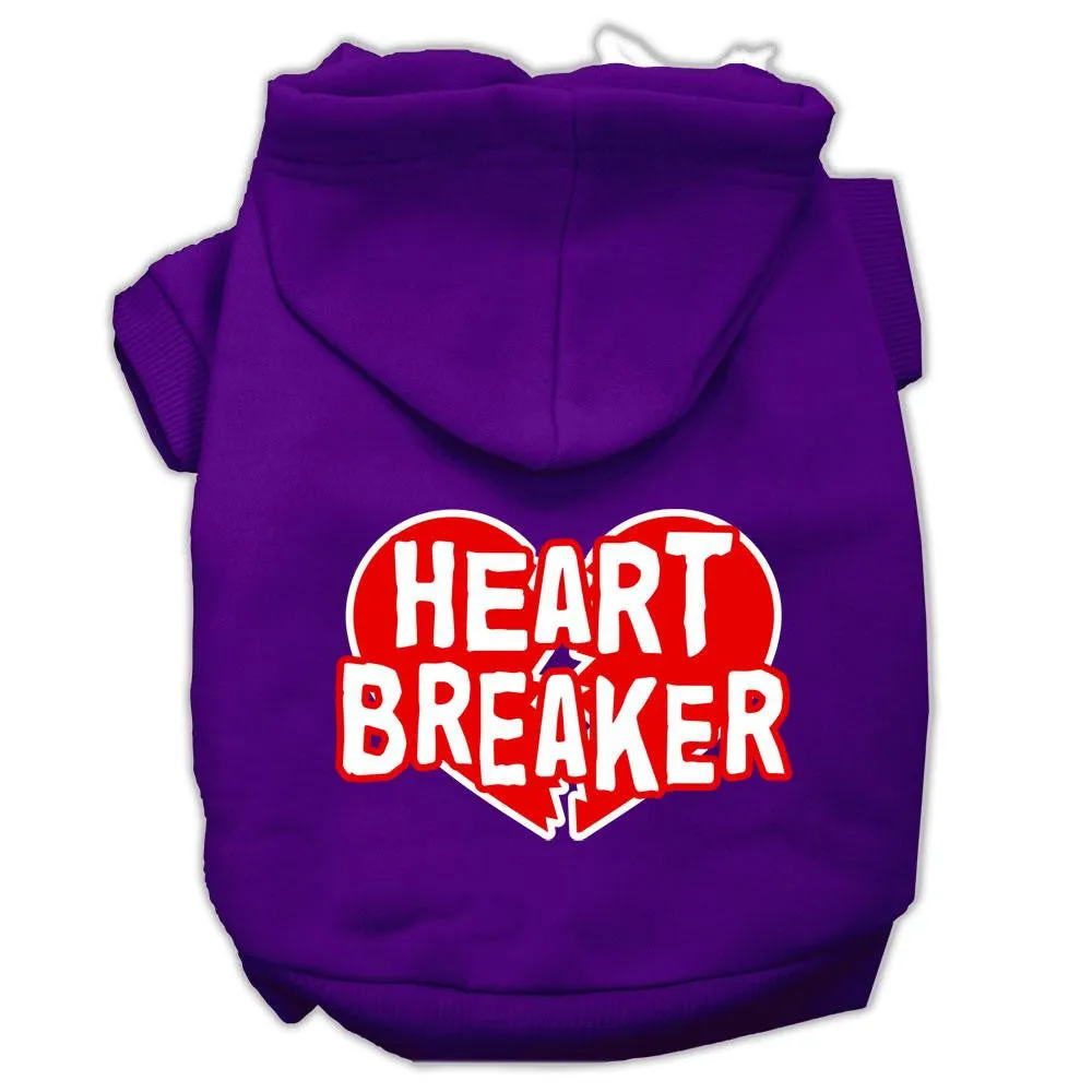 Heart Breaker Screen Print Pet Hoodies Purple Size Lg (14)