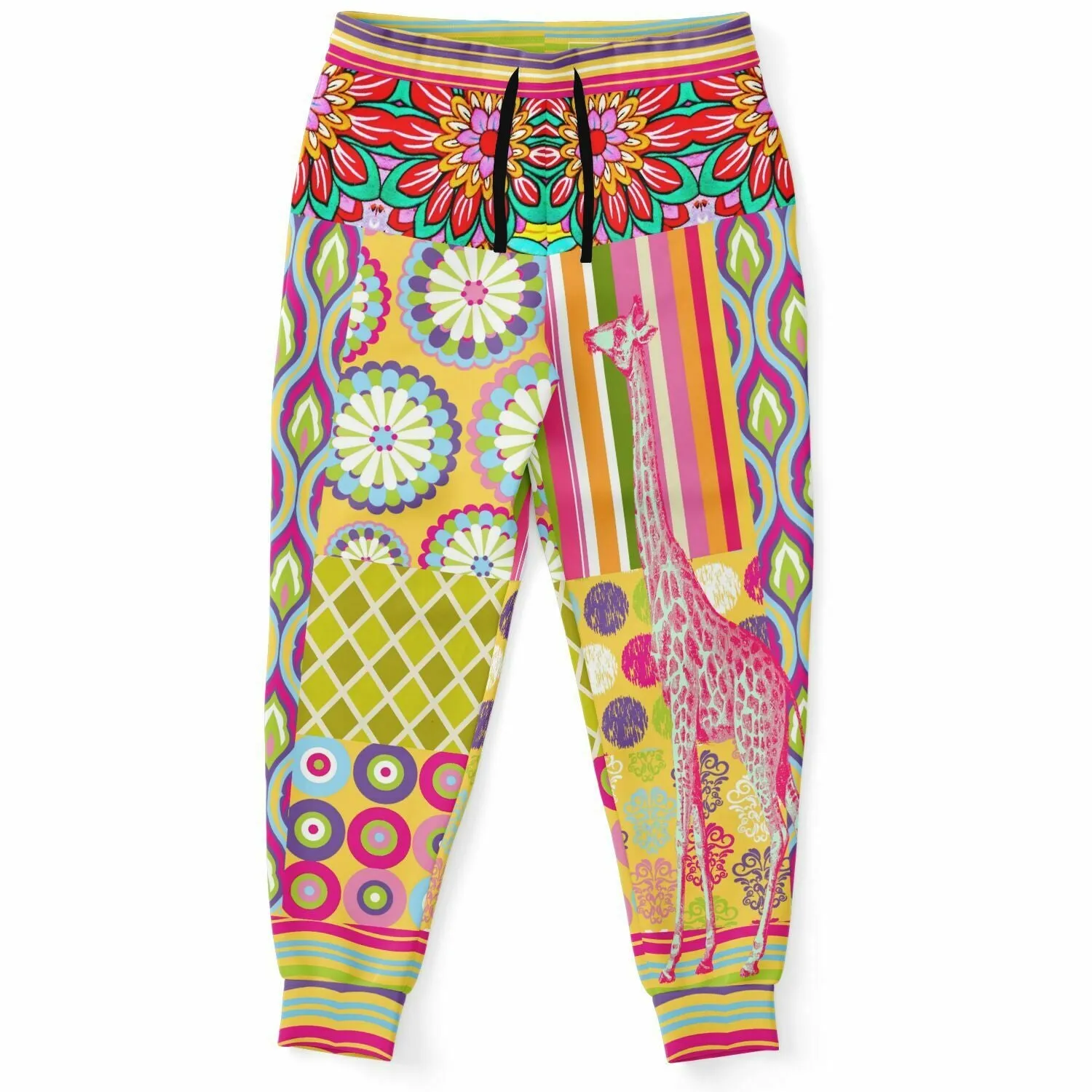 Hello Janis! Yellow Patchwork Unisex Eco-Poly Joggers