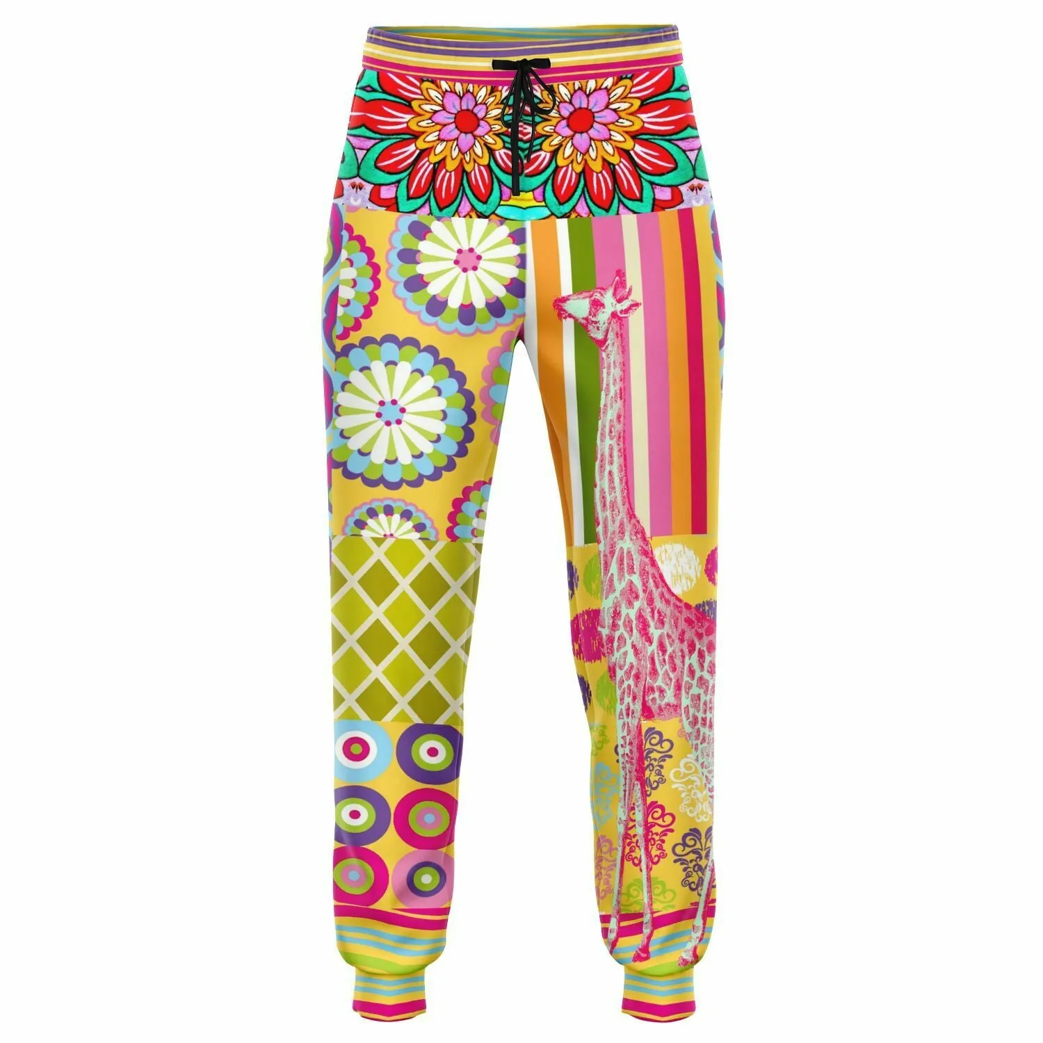 Hello Janis! Yellow Patchwork Unisex Eco-Poly Joggers