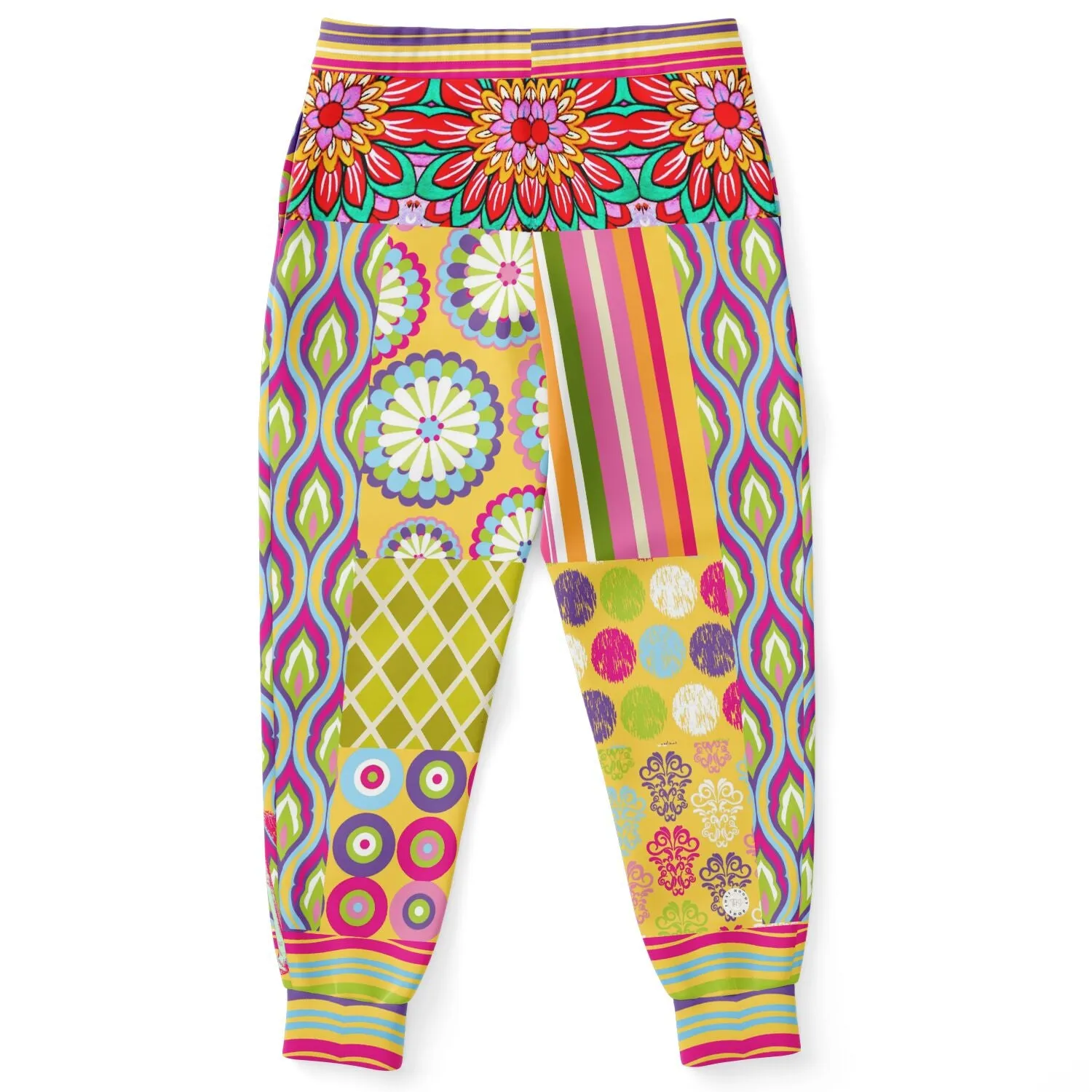 Hello Janis! Yellow Patchwork Unisex Eco-Poly Joggers