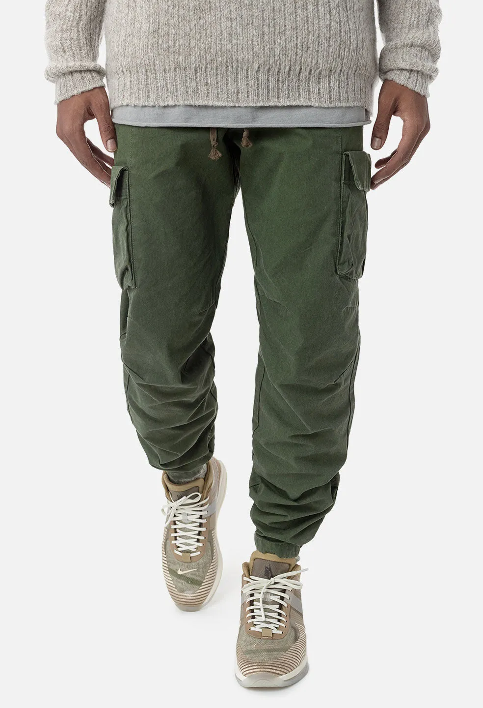 Herringbone Cargo Pants / Olive