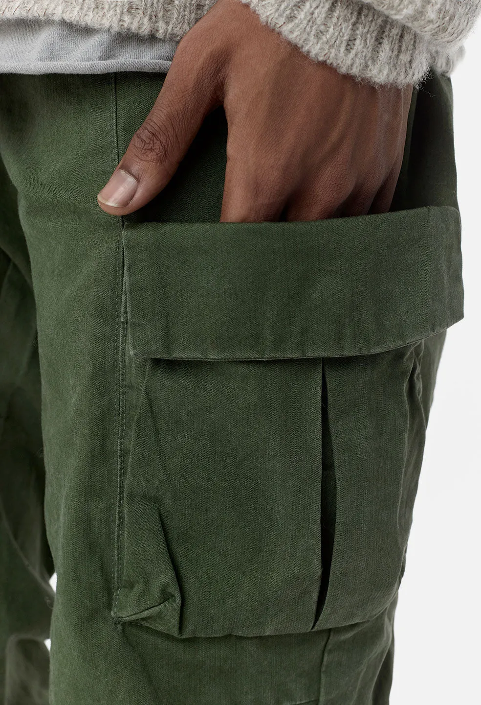 Herringbone Cargo Pants / Olive