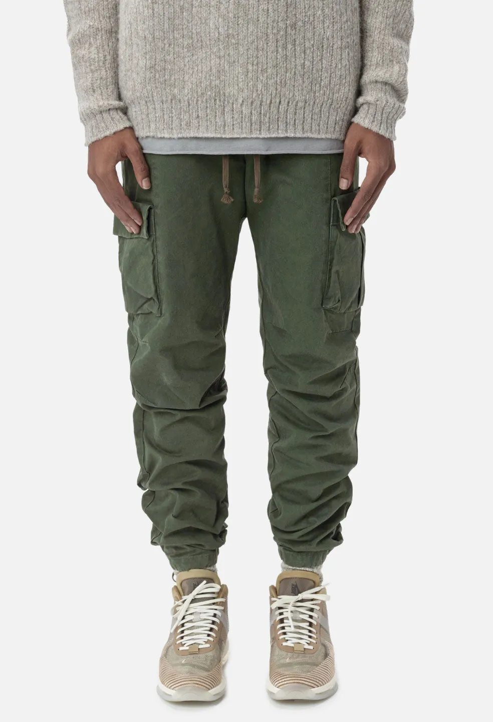 Herringbone Cargo Pants / Olive