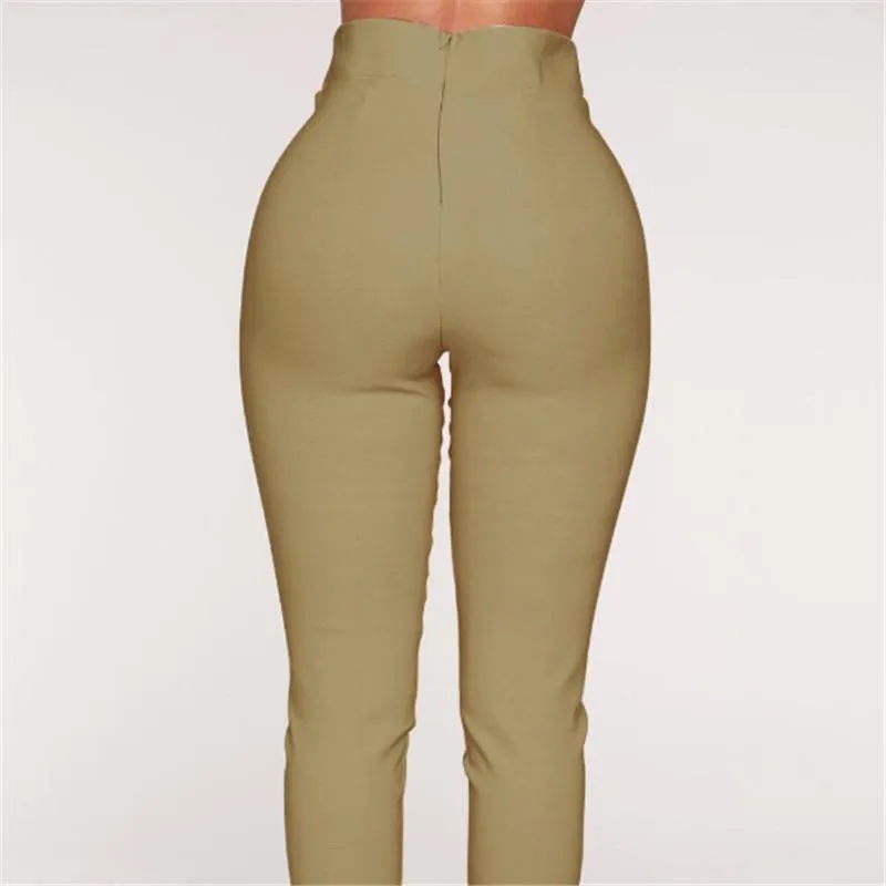 High Waist Bowknot Long Slim Skinny Pants Bandage Elastic Pencil