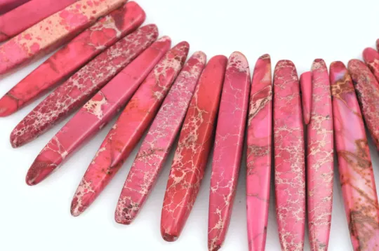 Hot Pink AQUA TERRA JASPER Gemstone Stick Beads, 1/2 to 1-1/2, gemstone, full strand, about 75-80 beads, gja0193