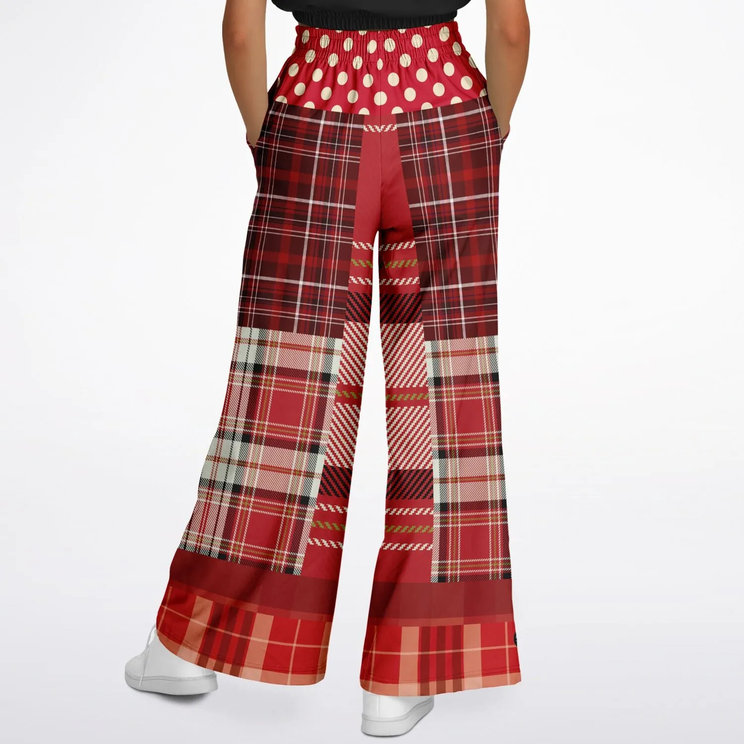 Jersey Salsa Red Plaid Eco-Poly Stretchy Phat Bellbottoms