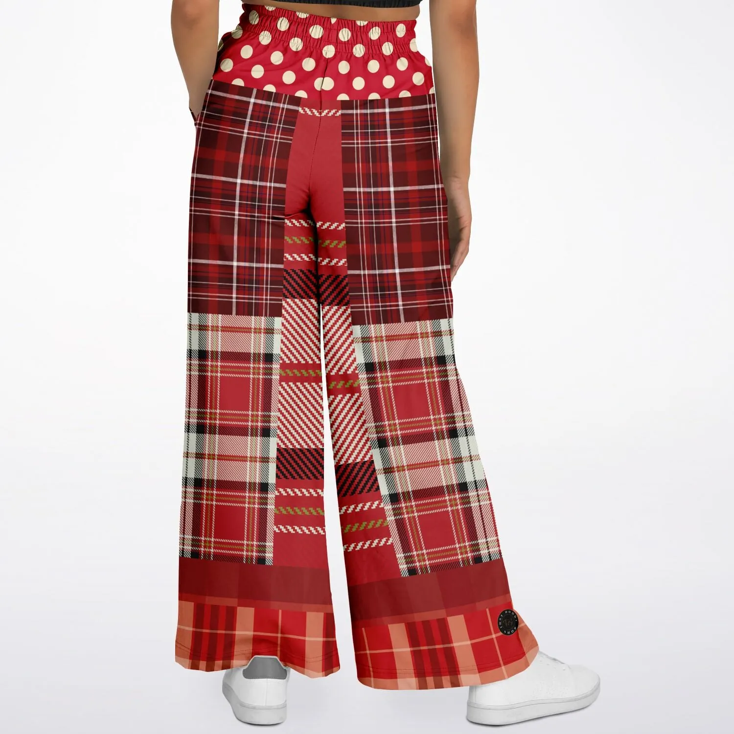 Jersey Salsa Red Plaid Eco-Poly Stretchy Phat Bellbottoms