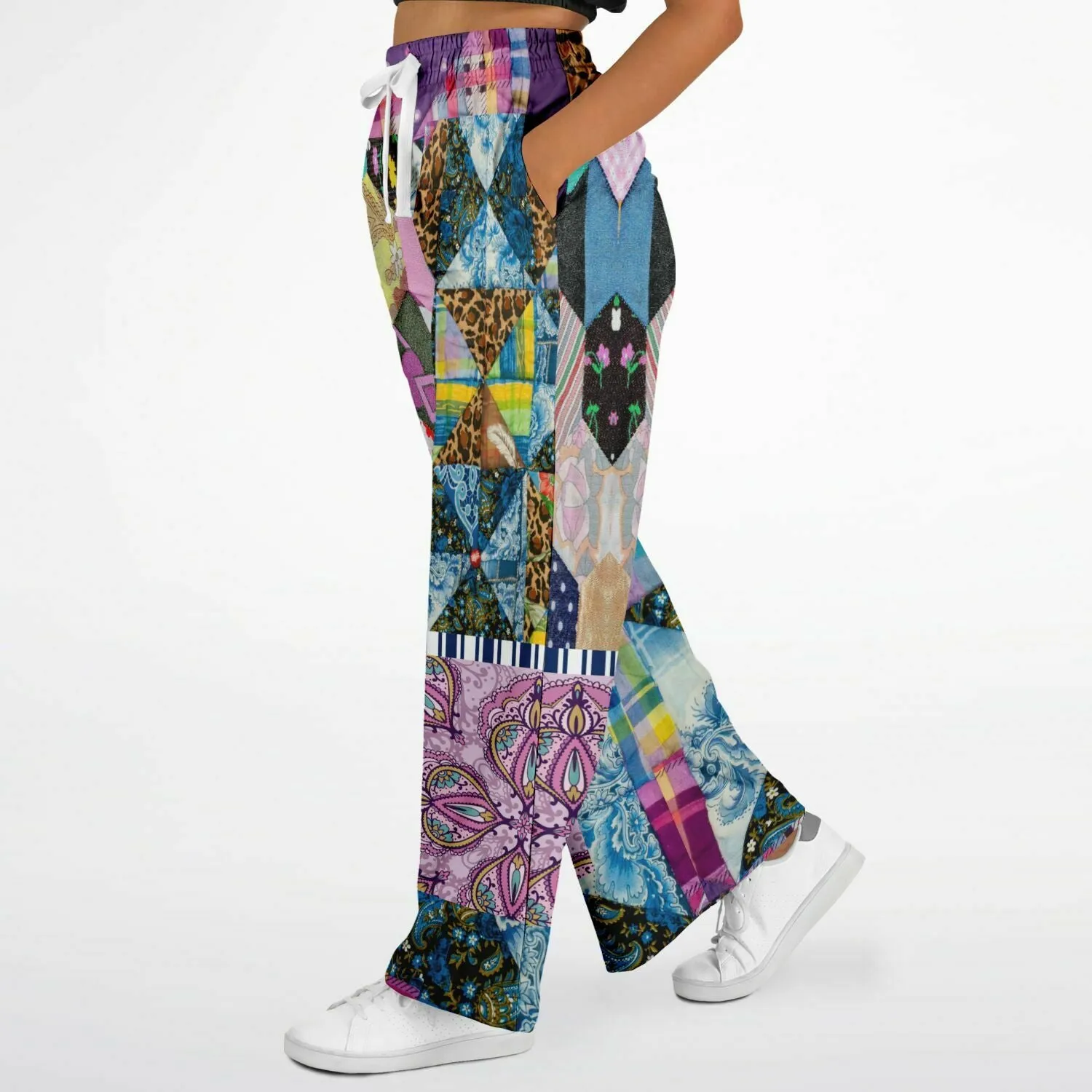 Juxtapose Patchwork Quilt Eco-Poly Stretchy Phat Bellbottoms