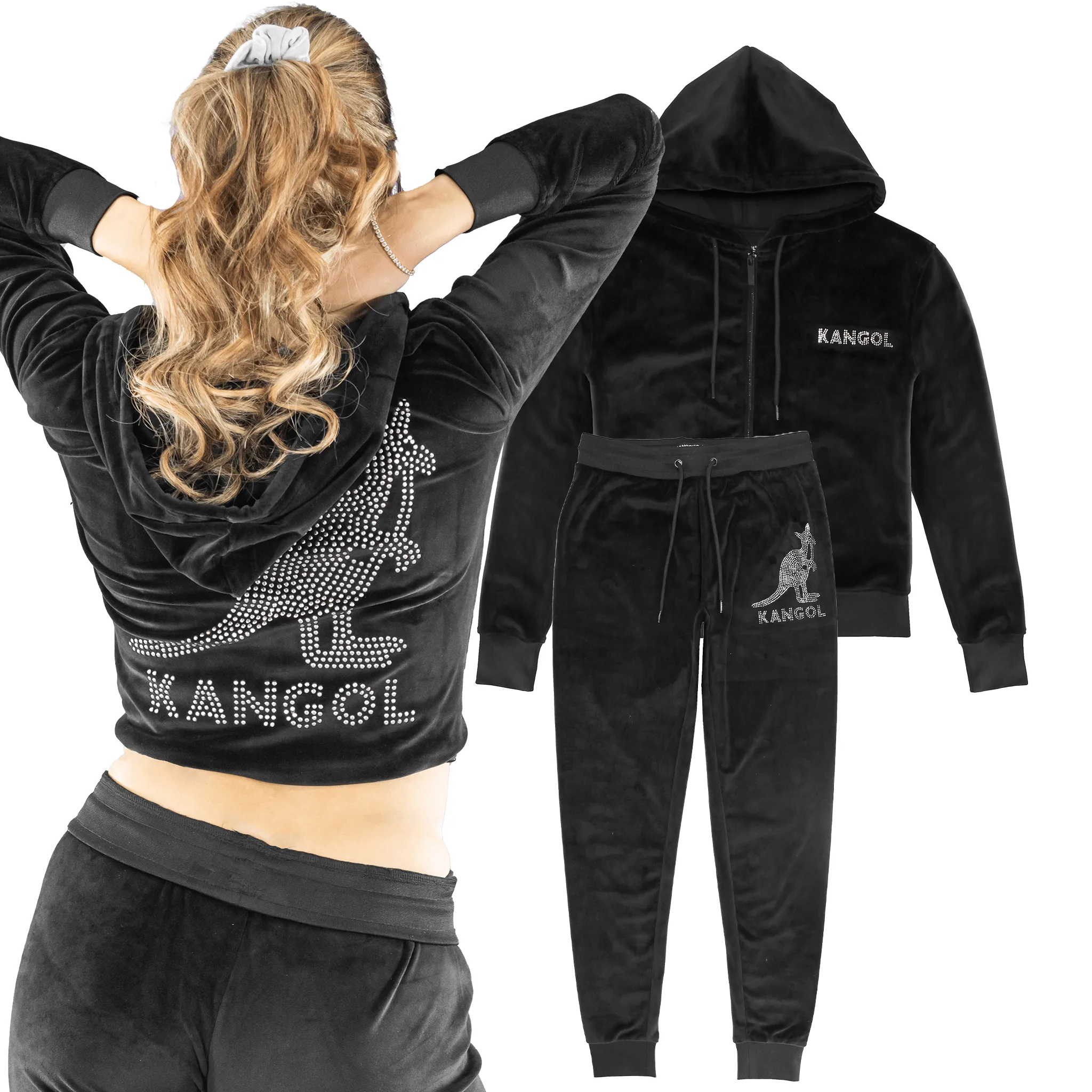 Kangol Velour Crystal Zip Hoodie