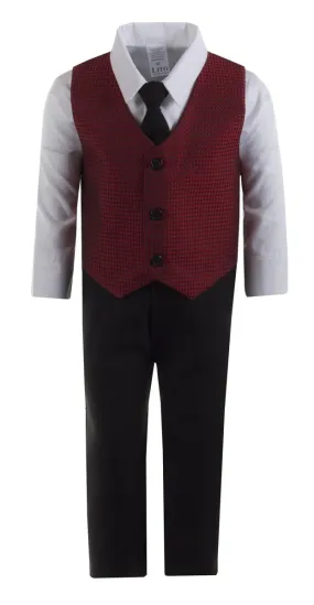 Kids Red Designer Holiday Pant Set with Vest