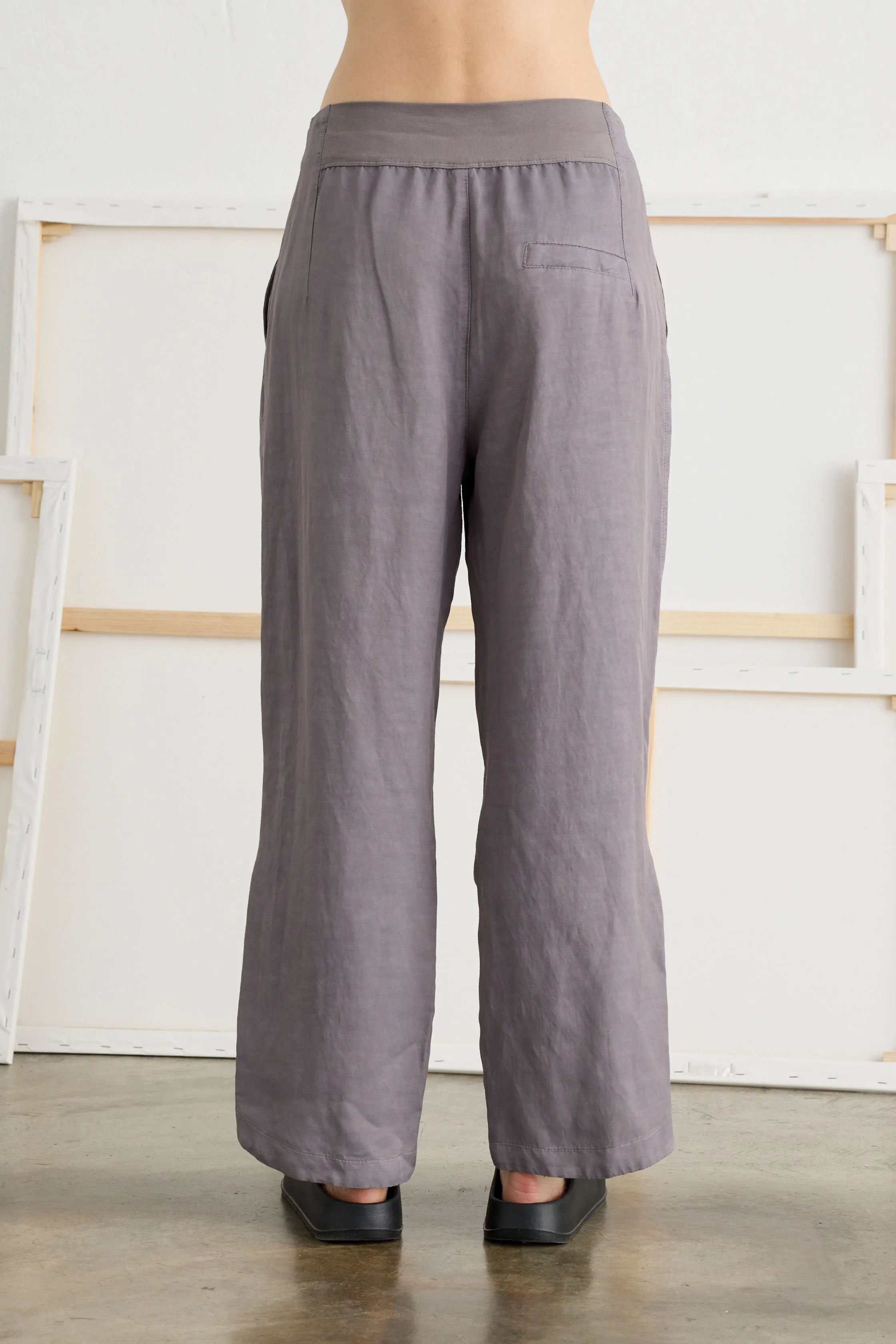 Linen Viscose Pants with Drawstring Waist Garment-Dyed 06EU 7083