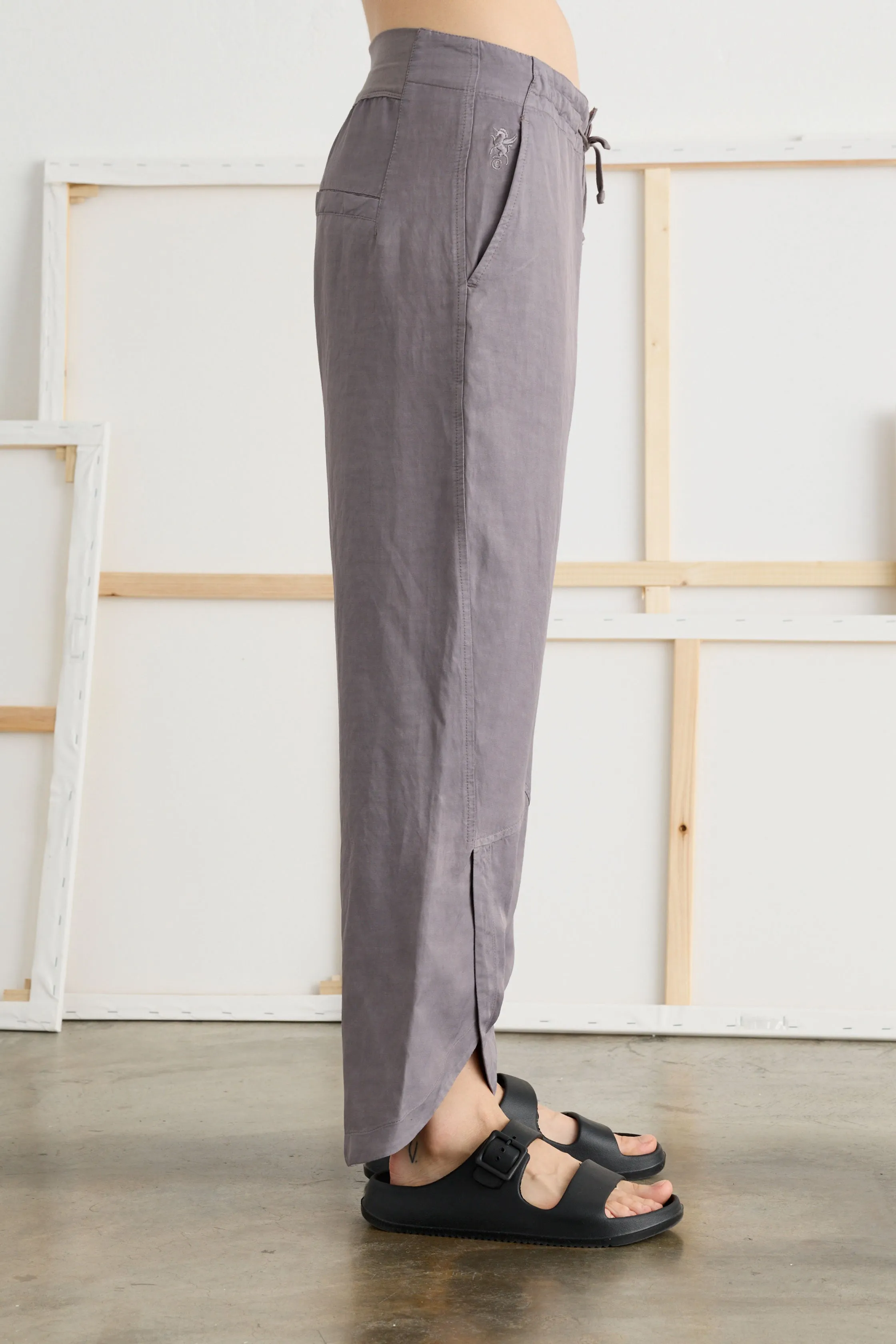 Linen Viscose Pants with Drawstring Waist Garment-Dyed 06EU 7083