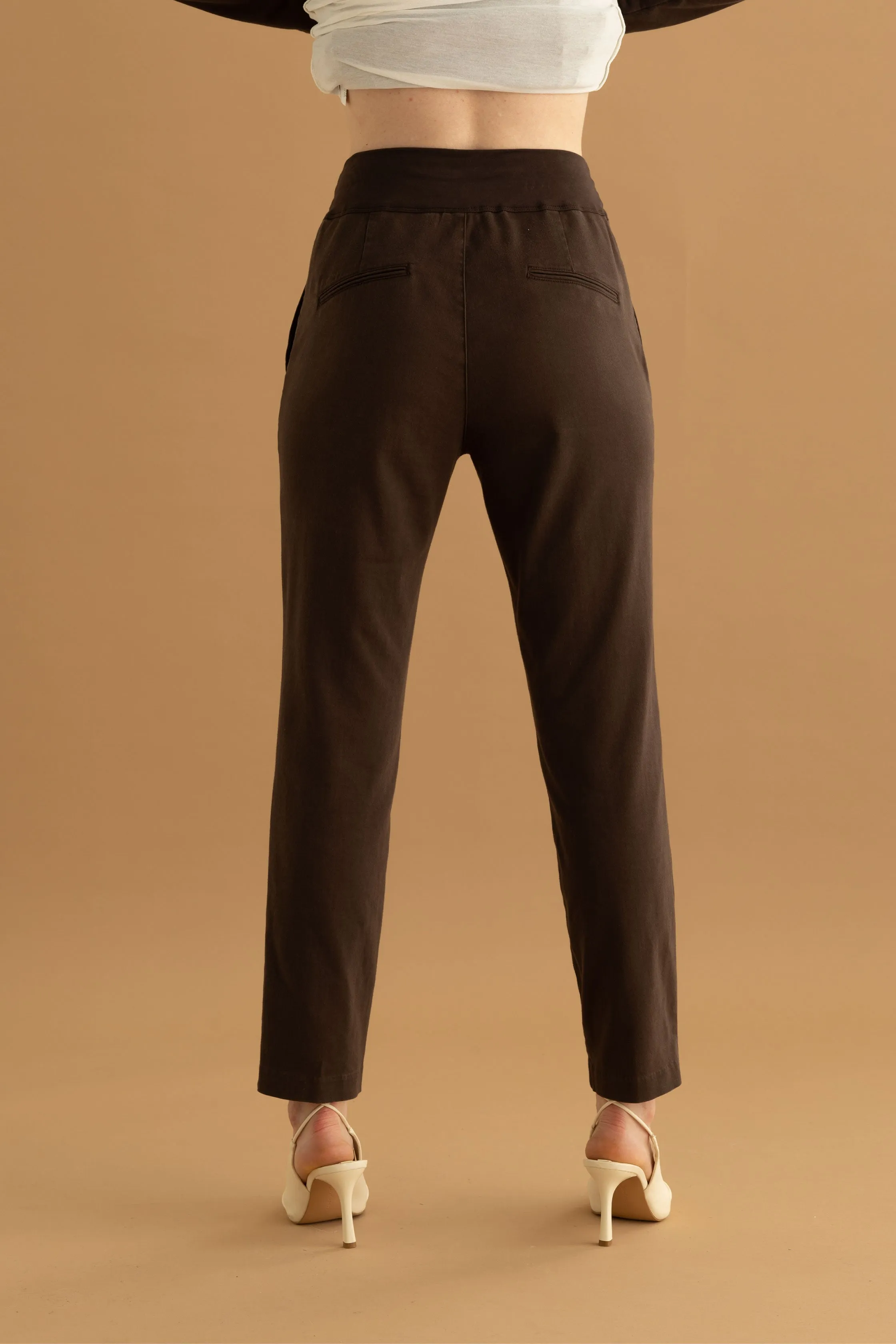 Long Trousers with a High-Waisted Sash Garment Dyed 065U 3838