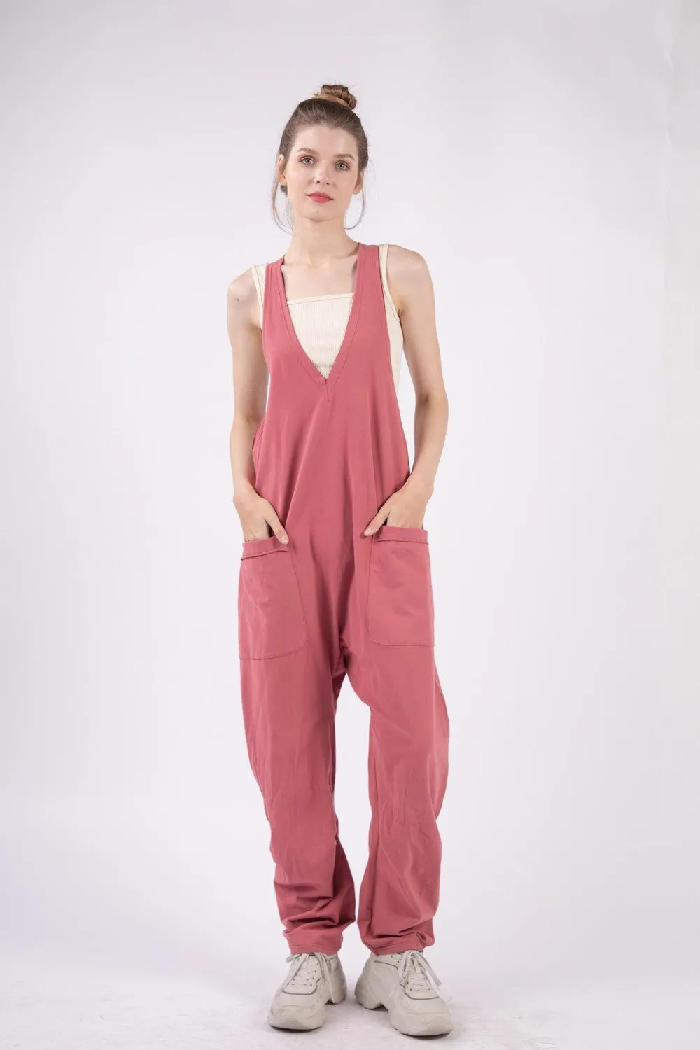 Loose Fit Baggy Jumpsuit in Brick