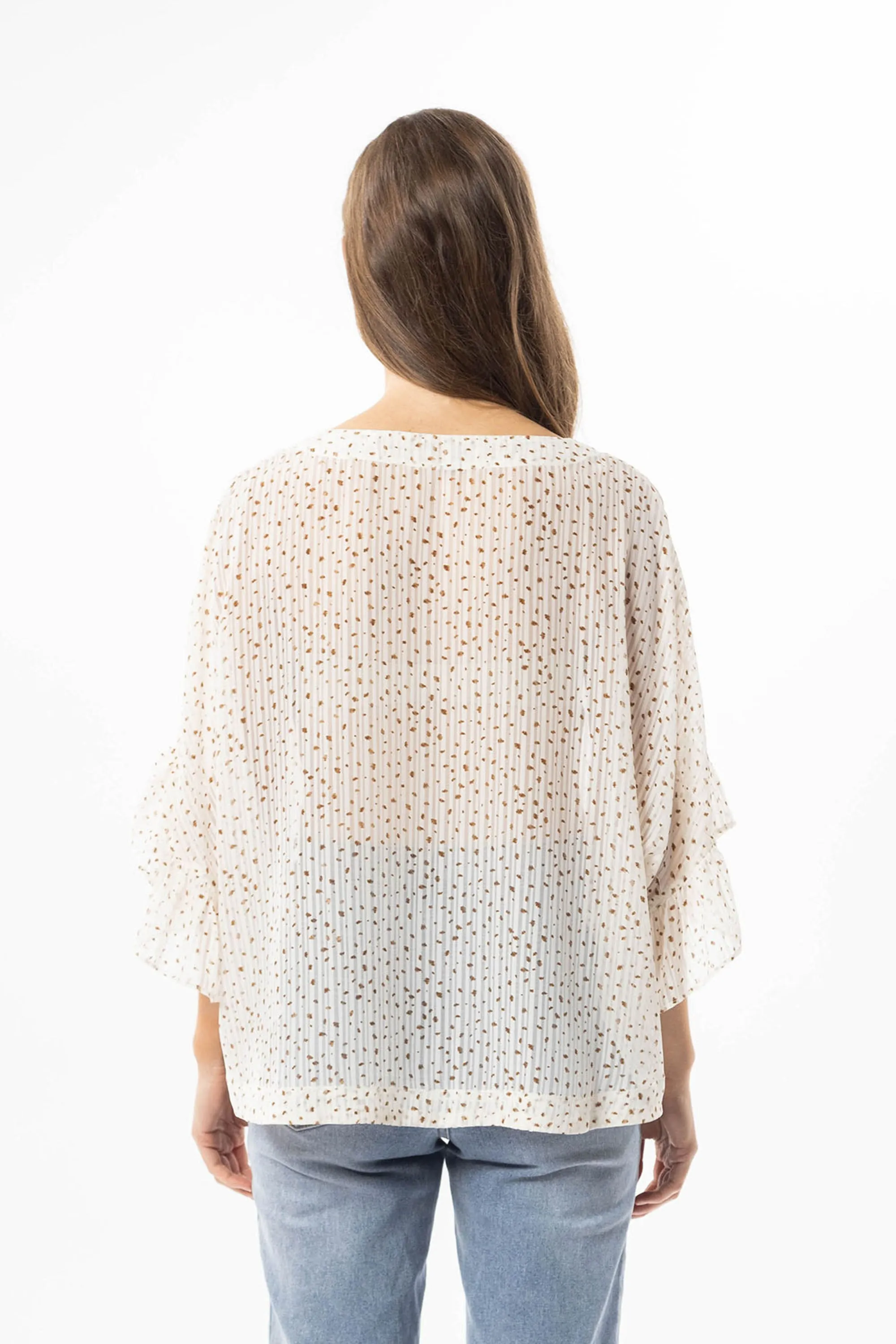 Monte Carlo White Mini Leopard Ruffle Sleeve Top