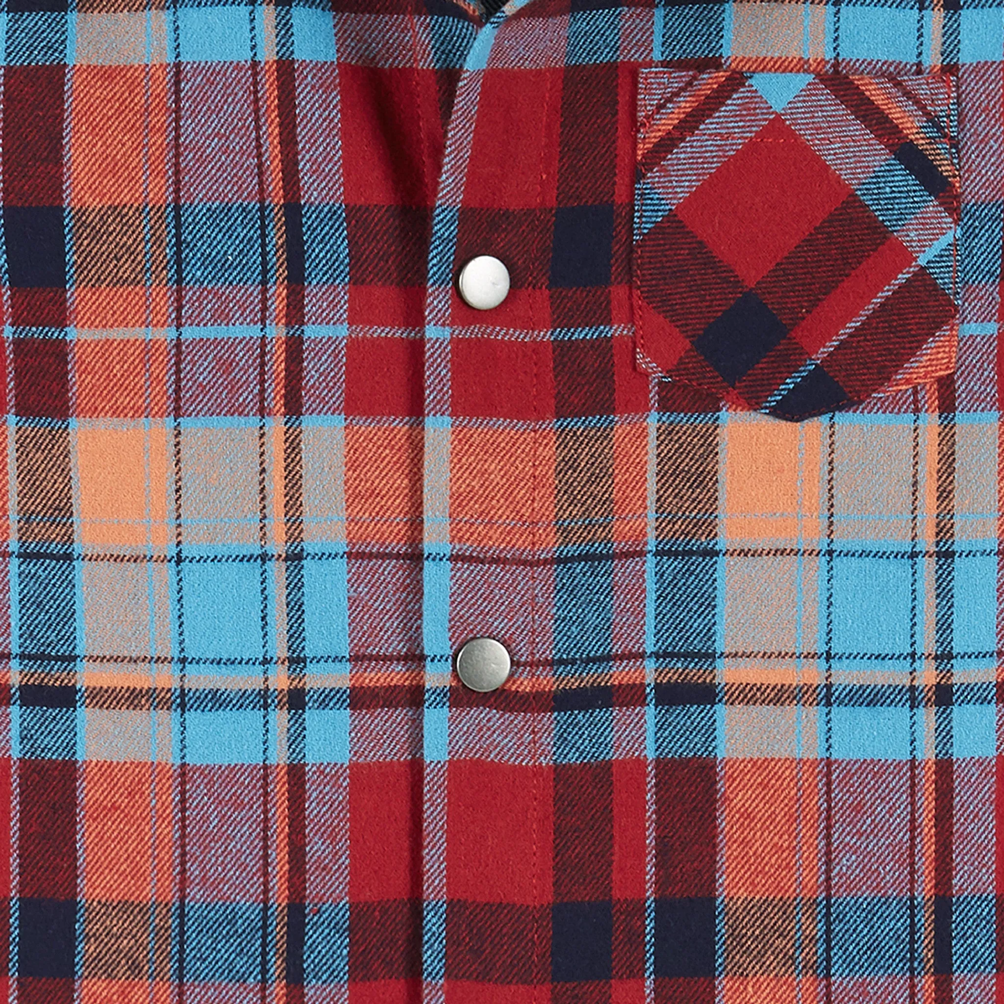 Navy & Red Plaid Hooded Flannel Buttondown Set  | Navy & Red