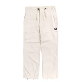 NEEDLES STRING FATIGUE PANT BACK SATEEN WHITE