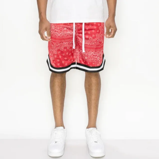 Red Bandanna Basketball Shorts - JS17