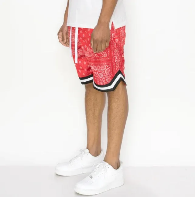 Red Bandanna Basketball Shorts - JS17