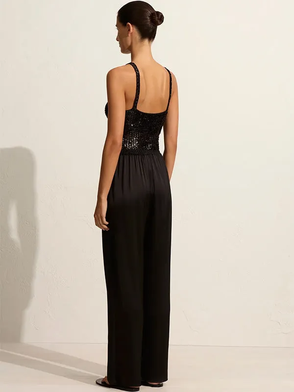 Relaxed Satin Pant in Black