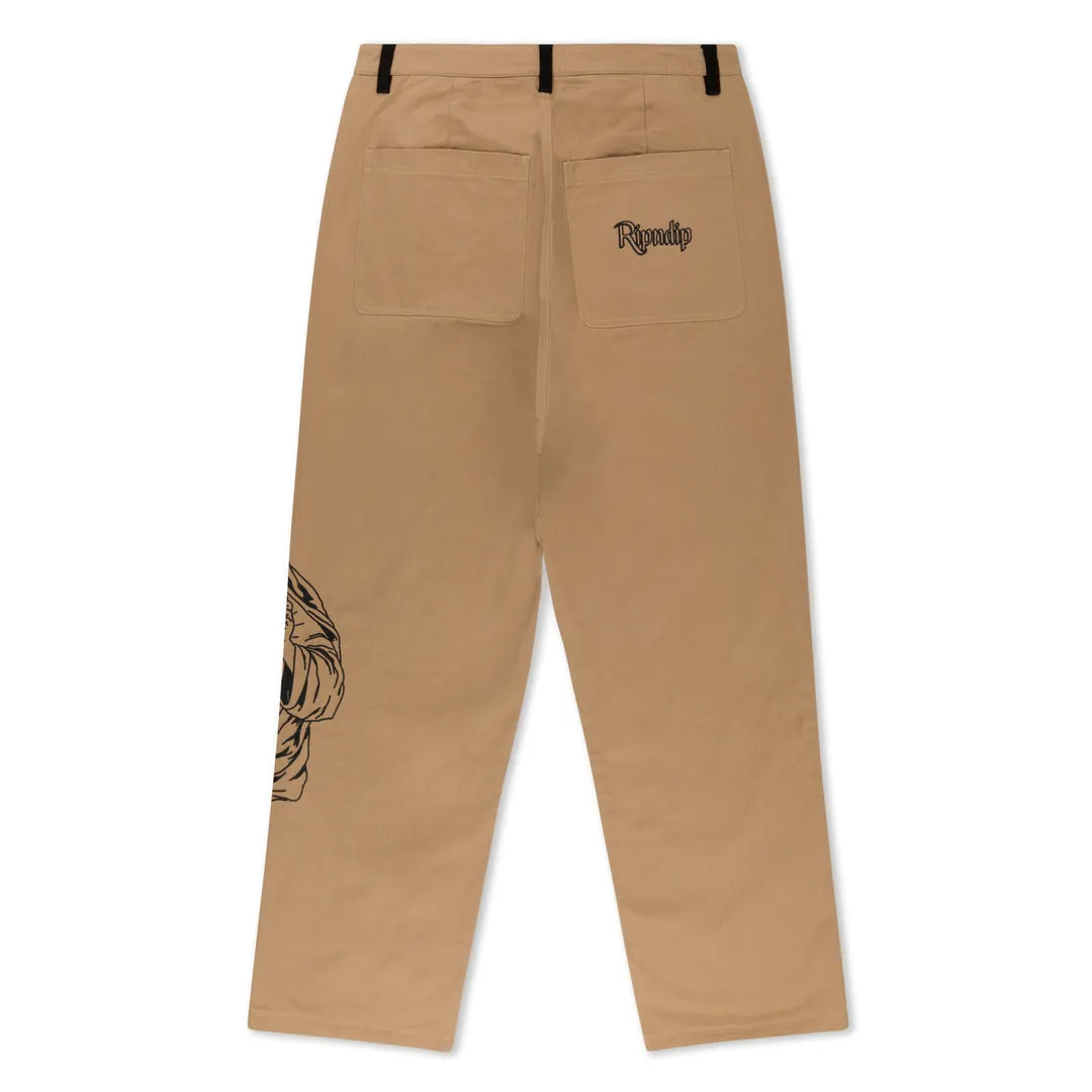 RIPNDIP MOTHER MARY PANTS-TAN