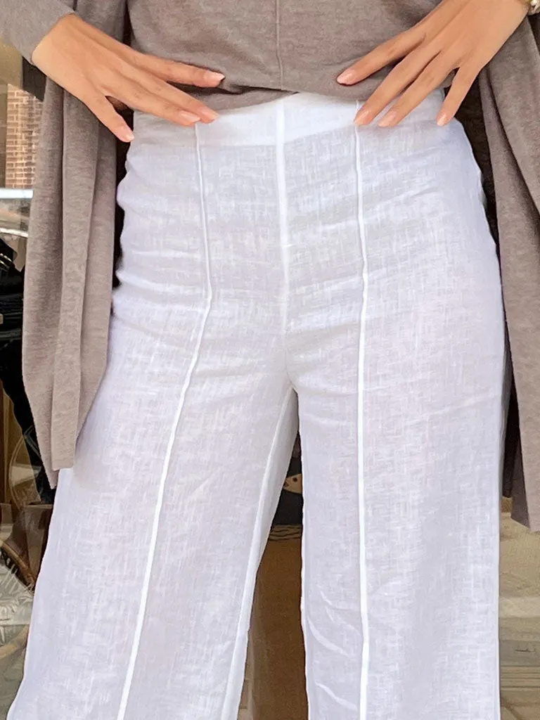 Riviera White Linen Pant