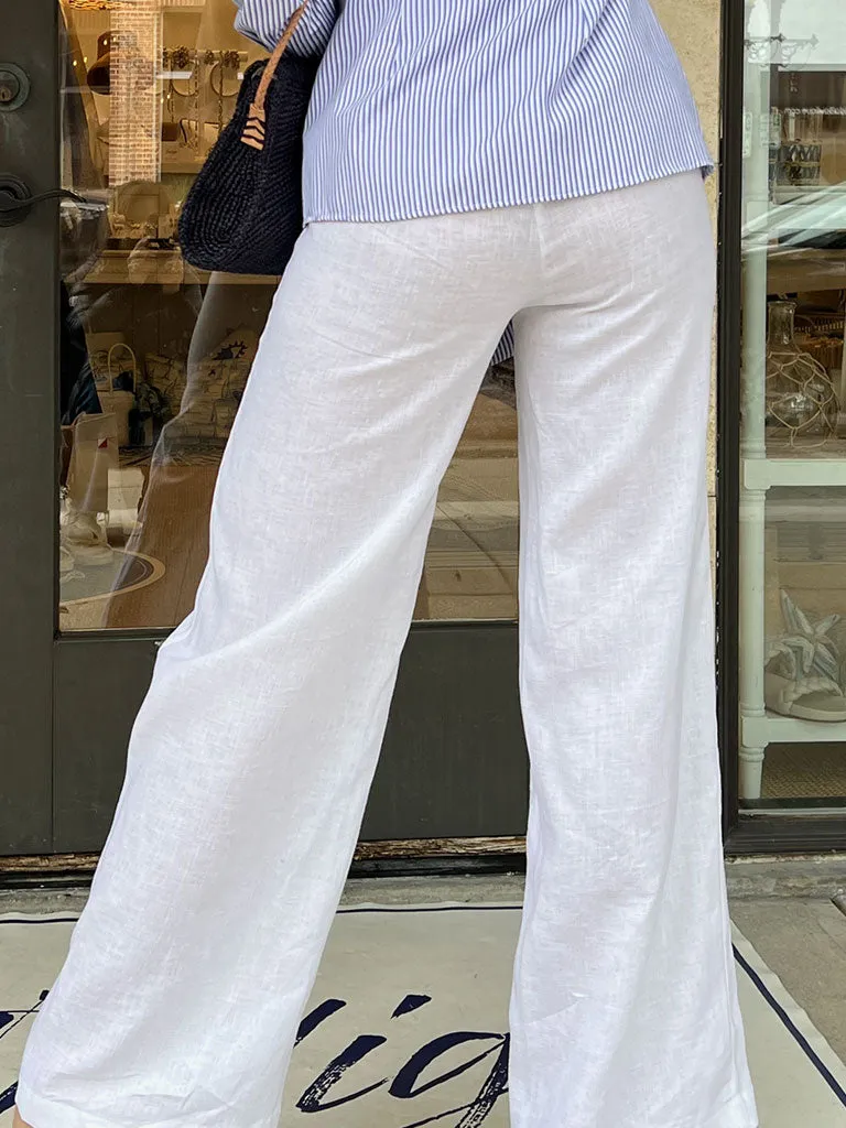 Riviera White Linen Pant