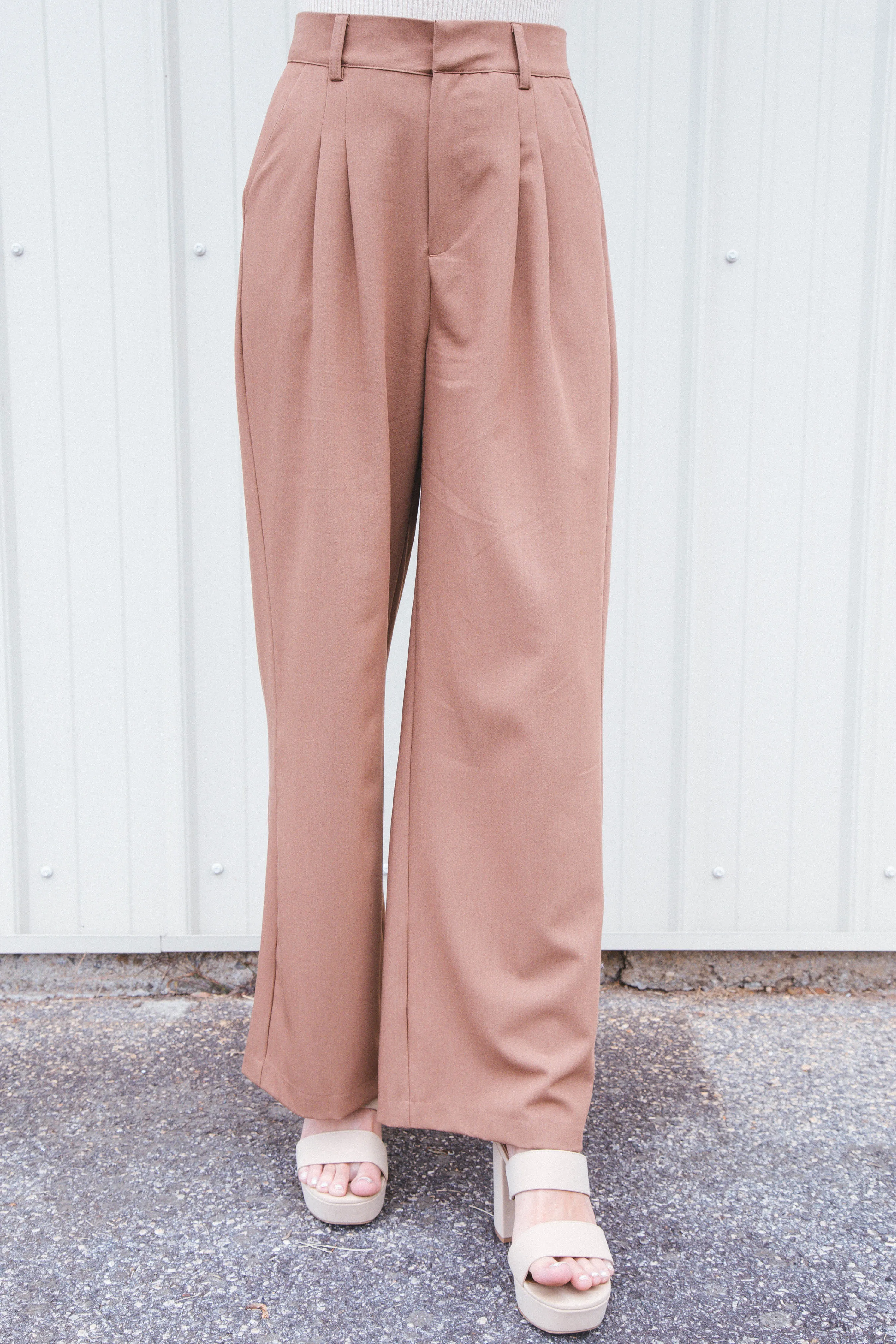 Ryann Wide Leg Pants, Pale Brown