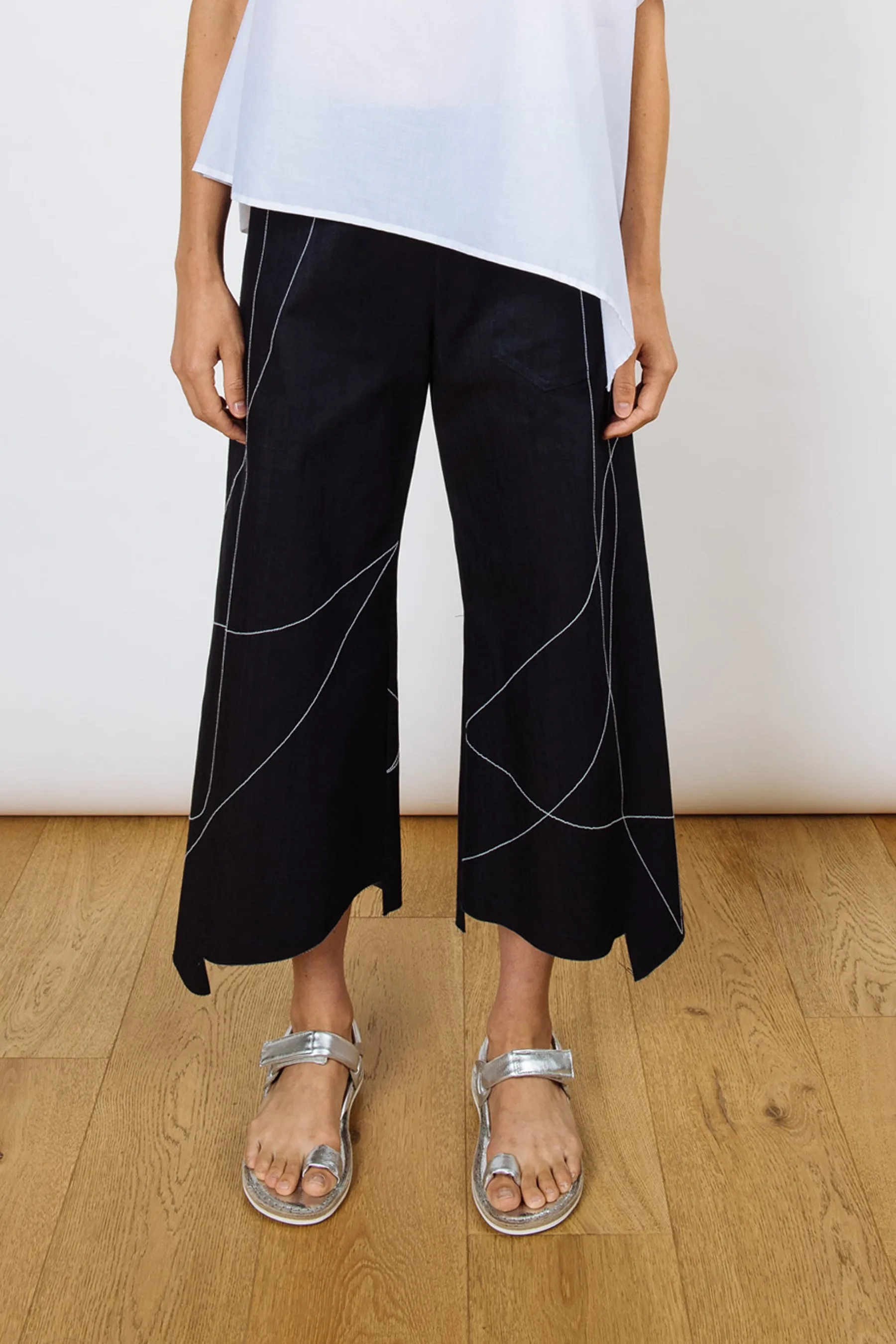 Scribble Step Stitch Pants V2 | Striated Denim