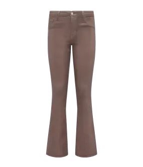 Selma High Rise Sleek Baby Boot Pant in Deep Taupe Coated