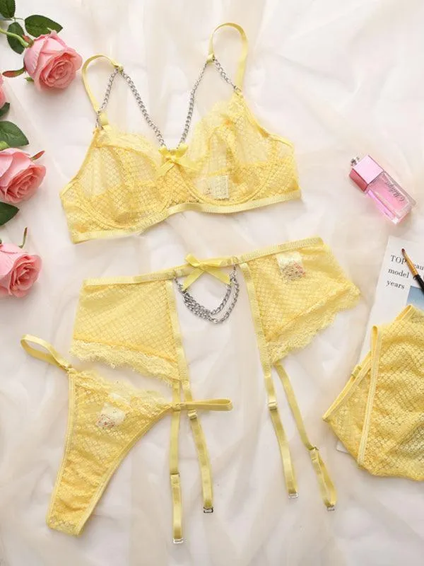 Sexy Lace Mesh Women Lingerie Set