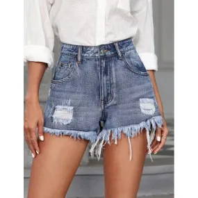 Short Denim Ripped Pants