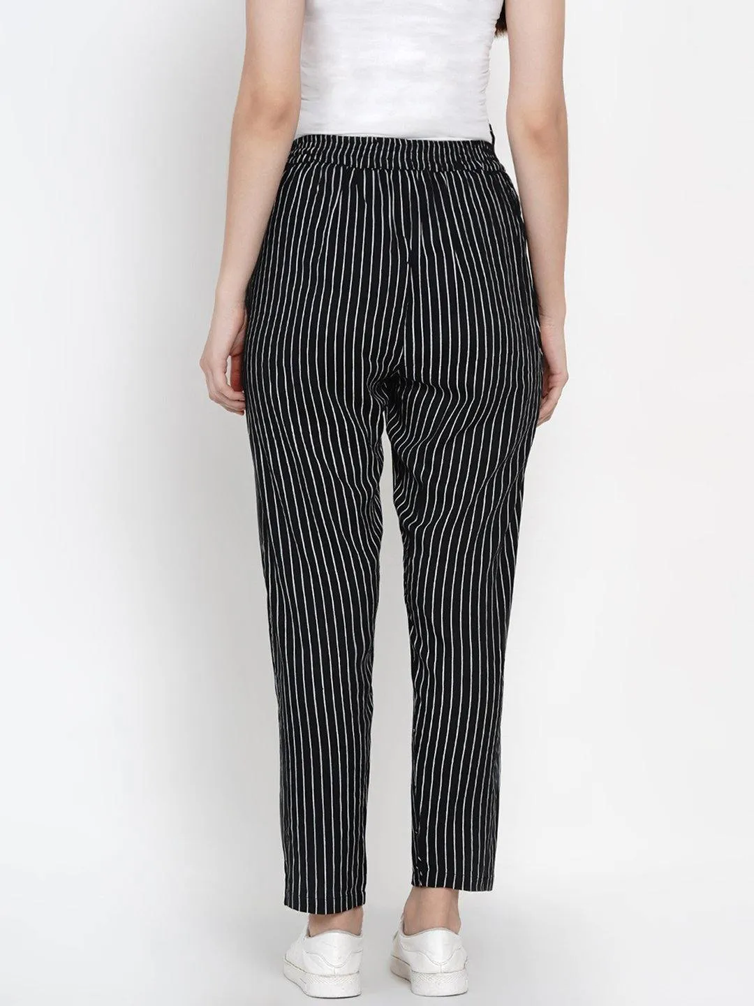 Striped Black Maternity and Nursing Loungewear Pants