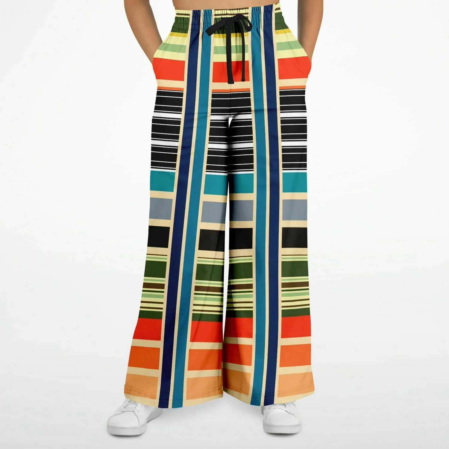 Tequila Sunrise Striped Eco-Poly Stretchy Phat Bellbottoms