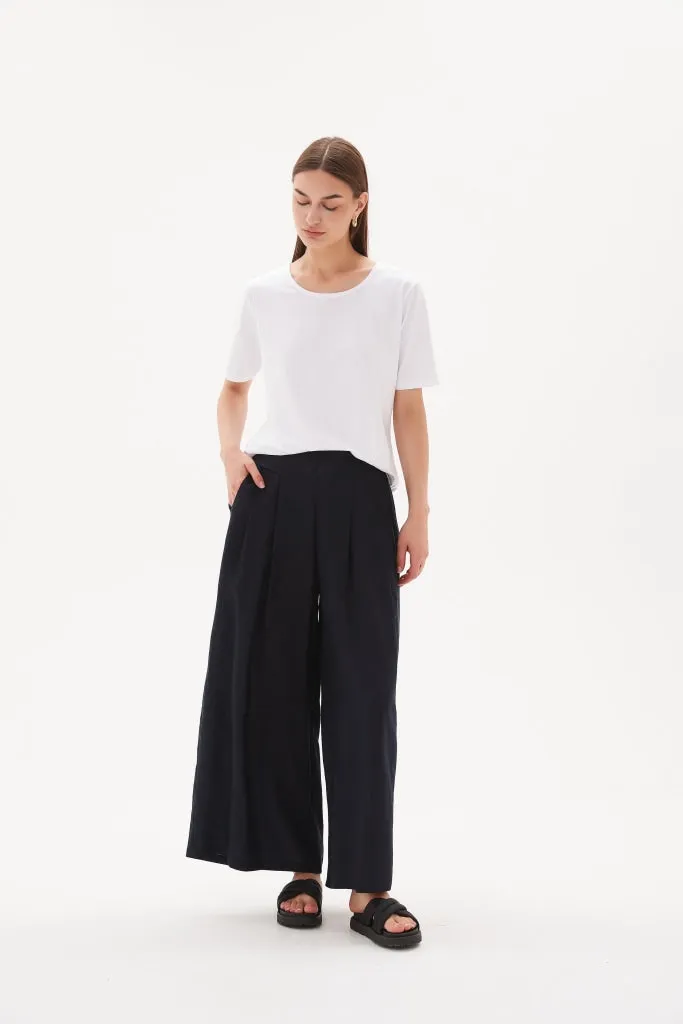 Tirelli - Elastic Back Palazzo Pant - Black