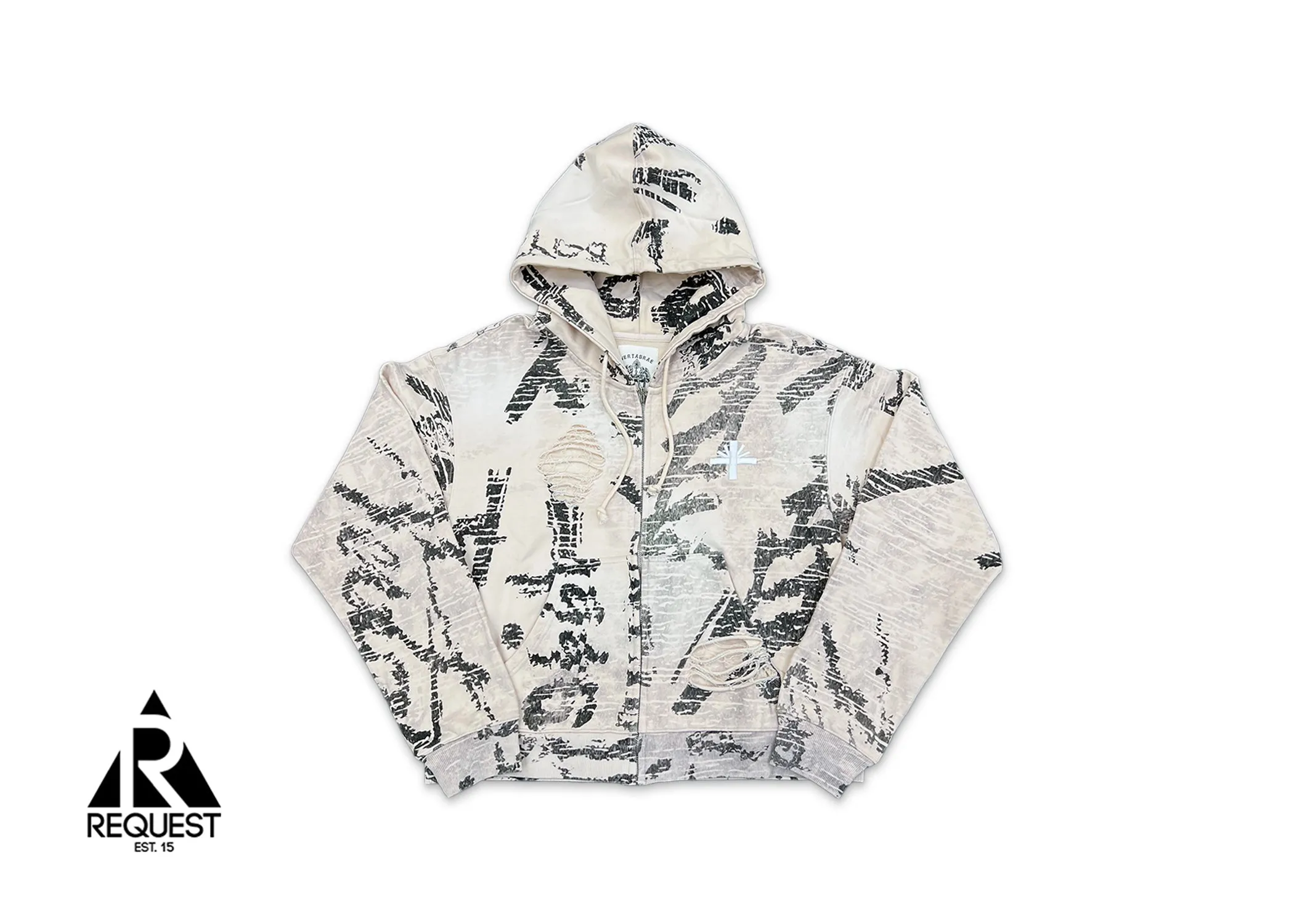 Vertabrae Zip Up Hoodie Ivory Graffiti