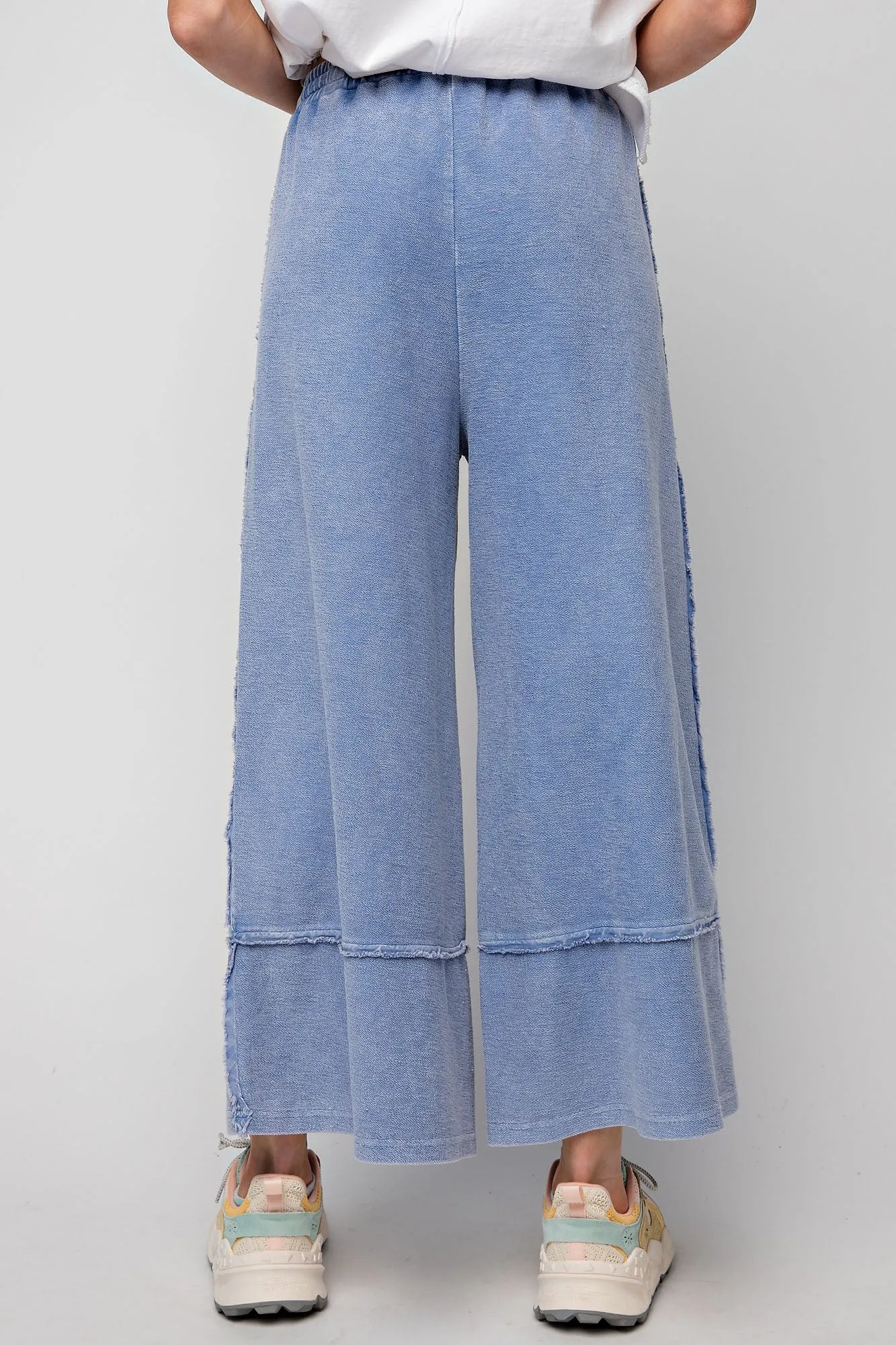 Wide Leg Palazzo Pants in Blue  (1X-2X)