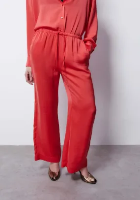 Wide Satin Pants - Red