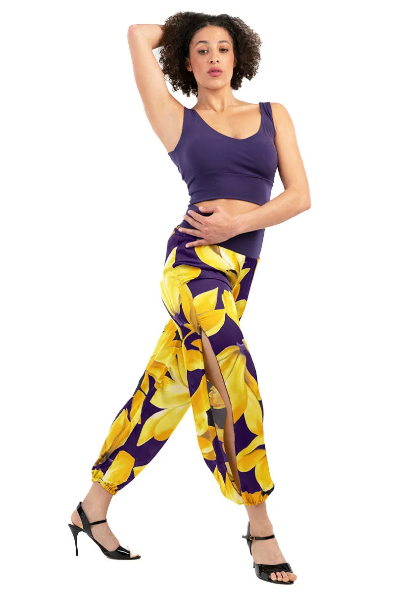 Yellow Floral Gathered Tango Pants