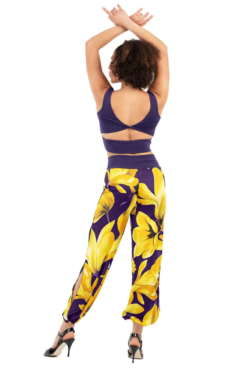 Yellow Floral Gathered Tango Pants