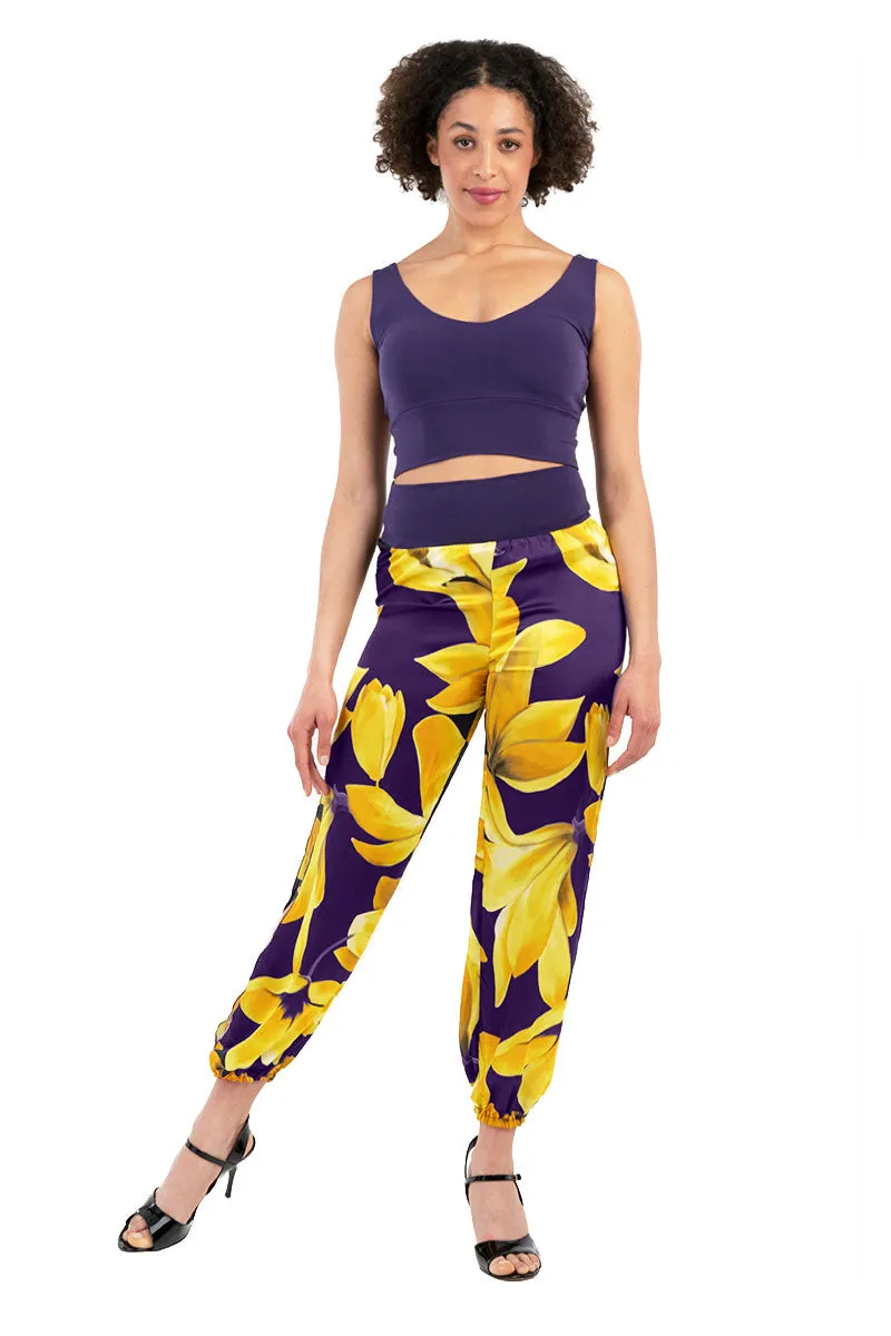 Yellow Floral Gathered Tango Pants